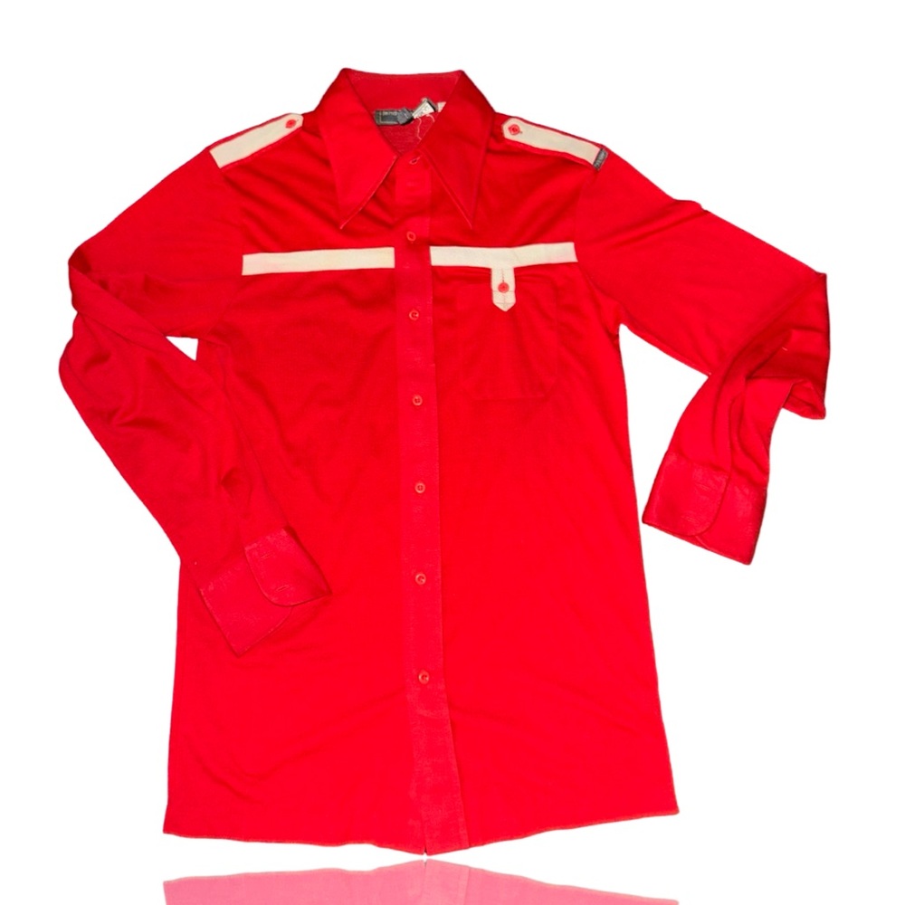 Vintage 70’s Disco Style Long Sleeve Button Up Shirt by Jandy Place: Medium